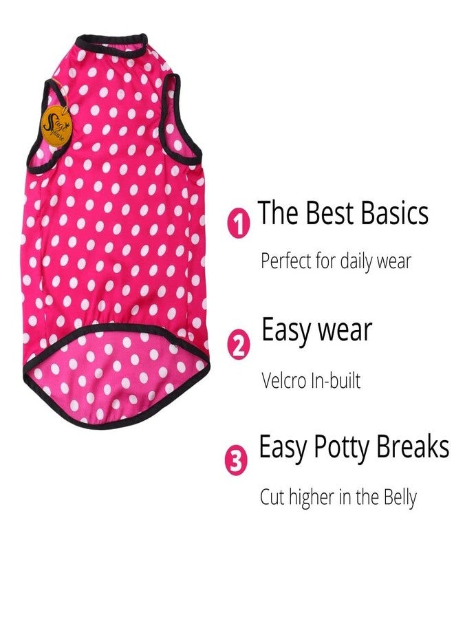 Sage Square Crazy Printed Dog T-Shirt, Trending Dog T-Shirt, Ultra Soft & Light Weight, Comfortable & Breathable Dog Apparel, Trendy Outfit (Small - 14 inch) (Polka Pink) - Image 5